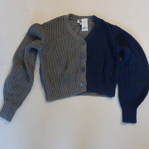 NWT Kids Girls Ever After Gray Blue Colorblock Button Cardigan Sweater 12